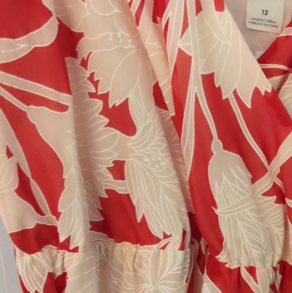 Club Monaco Nahala lightweight Wrap Floral Sleeveless Dress in Red and White 12 - Picture 8 of 10